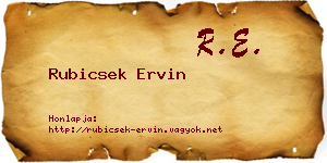 Rubicsek Ervin névjegykártya